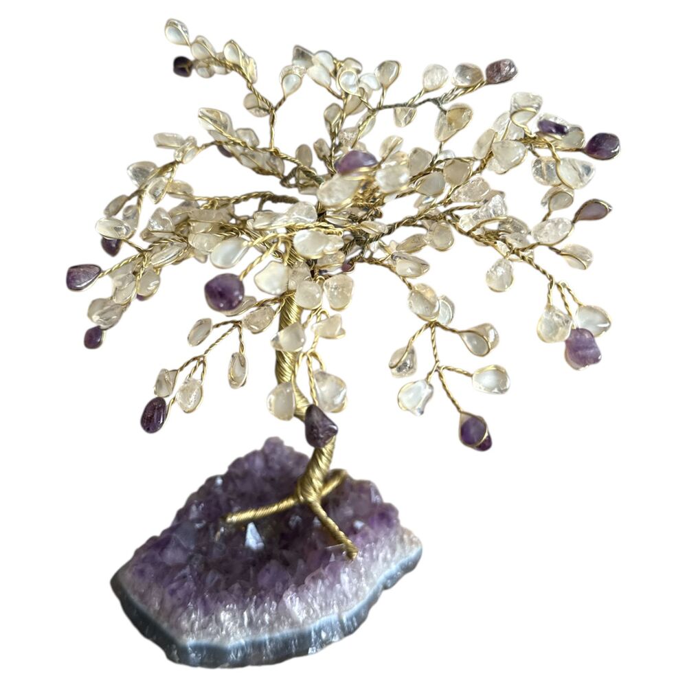 Amethyst Crystal Base Gemstone Tree Crystal & Amethyst Chips Brass Wire - Picture 8 of 8